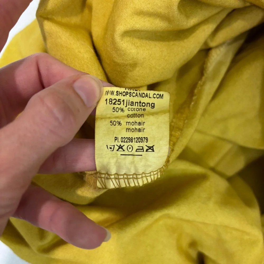 Scandal Women's XL Sweater Yellow Mohair Lady Pullover Jumper‎ Cozy Italy Made